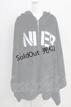 画像1: NieR Clothing / ポンチョ風パーカー  黒 H-24-08-21-046-PU-TO-KB-ZH