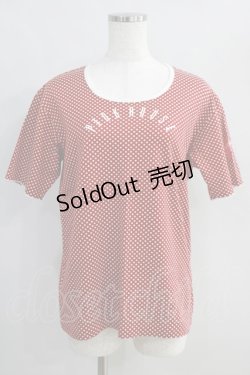 画像1: PINK HOUSE / ロゴプリントドットTシャツ L レッド H-24-08-23-047-LO-TS-NS-ZH