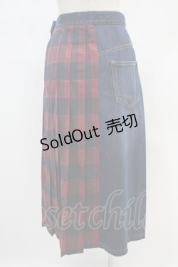 画像2: Candy Stripper / CANDY PATCHWORK DENIM SKIRT S ブルー×レッドチェック H-24-08-23-1031-PU-SK-KB-ZH