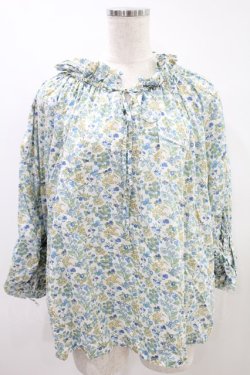 画像1: Jane Marple Dans Le Saｌon / Lawn Liberty Bubble Sleeve Blouse  オフ×ブルー H-24-08-25-1030-JM-BL-KB-ZH