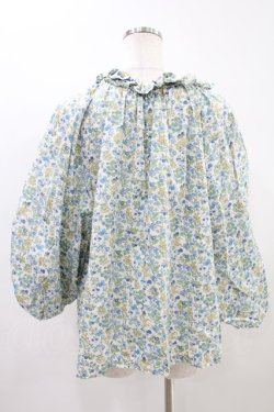 画像2: Jane Marple Dans Le Saｌon / Lawn Liberty Bubble Sleeve Blouse  オフ×ブルー H-24-08-25-1030-JM-BL-KB-ZH