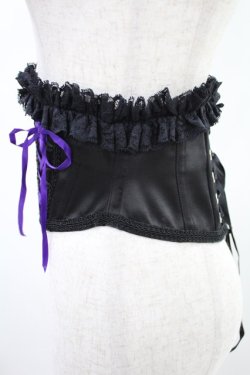 画像2: MR corset / DOUBLE LACE UP VERY SHORT CORSET S 黒×紫 H-24-08-25-1002-PU-ZA-KB-ZH