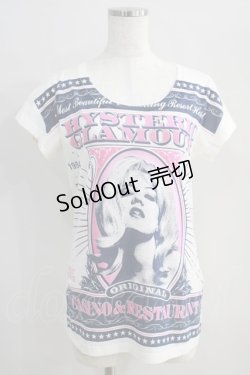 画像1: HYSTERIC GLAMOUR / CASINO TODAYプリントUネックTシャツ  白 H-24-08-30-049-PU-TO-KB-ZH