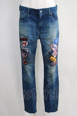 画像1: HYSTERIC GLAMOUR / CLASSIC PATCH BIKER DENIMスリムパンツ M ブルー H-24-08-30-023-PU-PA-KB-ZH