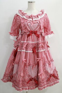 画像1: BABY,THE STARS SHINE BRIGHT / Sweet Gingham Dollワンピース Free エンジ H-24-09-02-1002-BA-OP-NS-ZH