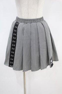 画像1: NieR Clothing / 千鳥柄MINI SKIRT  黒 H-24-09-03-1040-PU-SK-KB-ZH