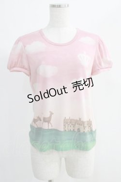 画像1: Jane Marple / ハイランドスカイのパフTシャツ  ピンク H-24-09-04-051-JM-TO-KB-ZH