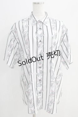 画像1: MILKBOY / CAT STRIPE SHIRTS M オフシロ×クロ H-24-09-06-061-MB-BL-KB-ZH