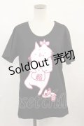 MINT NeKO / プリントTシャツ  黒 H-24-09-11-026-HN-TO-KB-ZH