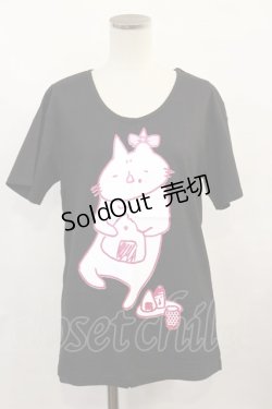 画像1: MINT NeKO / プリントTシャツ  黒 H-24-09-11-026-HN-TO-KB-ZH