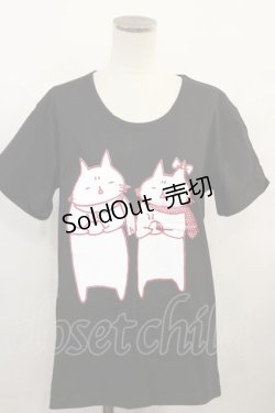 画像1: MINT NeKO / プリントTシャツ  黒 H-24-09-11-031-HN-TO-KB-ZH