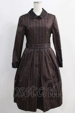 画像1: Jane Marple / Regimental stripeのコレットドレス  ブラウン H-24-09-13-050-JM-OP-KB-ZH