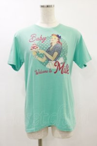 MILK / DINER GIRL Tee Free ターコイズブルー H-24-09-15-063-ML-TO-KB-ZT155