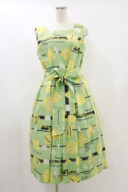 画像1: Jane Marple / Jolies broderies square dress  citron green H-24-09-15-020-JM-OP-KB-ZT096