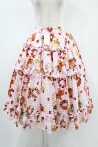 metamorphose / Gingham fruits tart ティアードミディアムスカート サイズ1（通常サイズ） ピンク H-24-09-17-022-ME-SK-NS-ZH