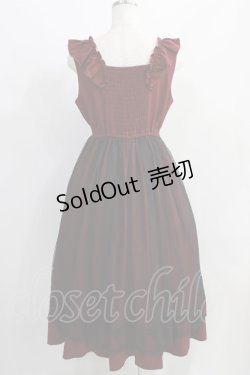 画像3: axes femme POETIQUE / トランプ刺繍エプロン風ワンピース M ワイン H-24-09-18-022-AX-OP-NS-ZH