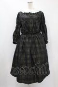 Jane Marple / Memory shadow check shirring dress  ブラック H-24-09-24-1051-JM-OP-KB-ZH