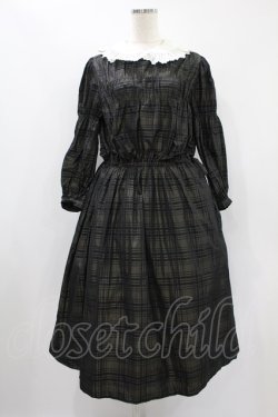 画像1: Jane Marple / Memory shadow check shirring dress  ブラック H-24-09-24-1051-JM-OP-KB-ZH