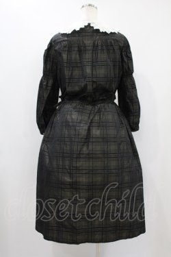 画像2: Jane Marple / Memory shadow check shirring dress  ブラック H-24-09-24-1051-JM-OP-KB-ZH