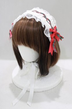 画像1: Angelic Pretty / タータンチェックリボンヘッドドレス  シロ H-24-09-24-074-AP-AC-NS-ZH