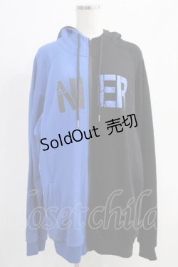 画像1: NieR Clothing / TWO-TONE ZIP PARKA  黒×青 H-24-09-27-044-PU-TO-KB-ZH