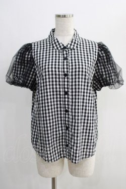 画像1: Candy Stripper / TULLE PUFF GINGHAM SHIRT 2 黒 H-24-09-27-071-PU-BL-KB-ZT151