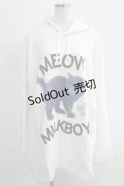 画像1: MILKBOY / MEOW BIG HOODIE F ホワイト H-24-09-27-076-MB-TO-KB-ZH