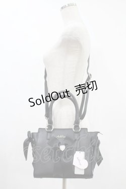 画像1: Ank Rouge / ビジューリボン合皮BAG  ブラック H-24-09-28-052-CA-BG-NS-ZH