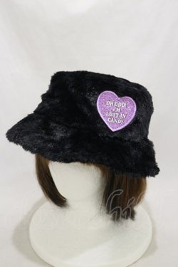 画像1: Candy Stripper / FUR BUCKET HAT  黒 H-24-09-29-003-PU-AC-KB-ZH