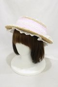 Angelic Pretty / Lacy GardenストローHat  ナチュラル/ピンク H-24-09-30-009-AP-AC-NS-ZH