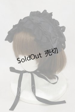 画像1: ATELIER PIERROT / Lace-up Frill Headdress  ブラック H-24-10-01-013-EL-AC-KB-ZH