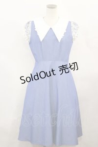 Maison de FLEUR Petite Robe canone / 水辺に座るワンピース S Blue H-24-10-02-1028-EL-OP-NS-ZH