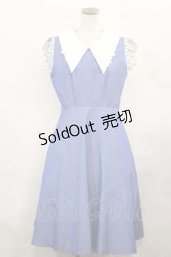 画像1: Maison de FLEUR Petite Robe canone / 水辺に座るワンピース S Blue H-24-10-02-1028-EL-OP-NS-ZH