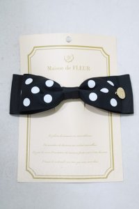 Maison de FLEUR / ドットサテンリボンバレッタ  ブラック H-24-10-05-012-LO-AC-NS-ZH