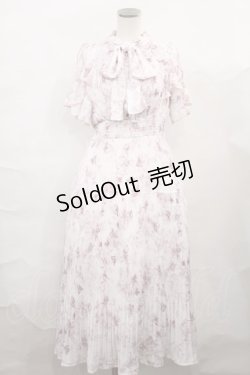 画像1: tocco closet / ボウタイリボン付きオープンショルダーフラワープリントプリーツワンピース M ピンク H-24-10-07-1025-LO-OP-NS-ZH