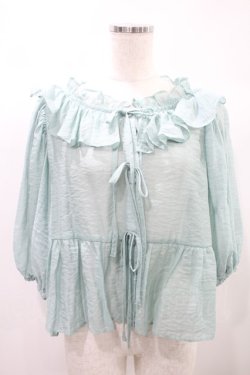 画像1: Candy Stripper / ANGELIC RIBBON SHEER BLOUSE  ミント H-24-10-08-1025-PU-BL-KB-ZT191