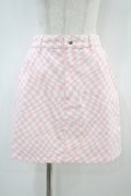 Candy Stripper / DISTORTED CHECKERED MINI SKIRT 2 オフホワイト×ピンク H-24-10-10-036-PU-SK-KB-ZH