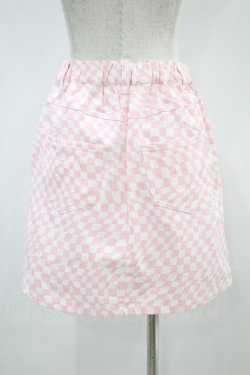 画像2: Candy Stripper / DISTORTED CHECKERED MINI SKIRT 2 オフホワイト×ピンク H-24-10-10-036-PU-SK-KB-ZH