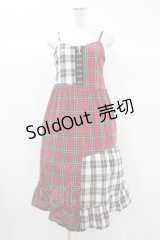 Candy Stripper / CHECK COMBINED CAMISOLE ONE-PIECE M レッド H-24-10-10-028-PU-OP-KB-ZH