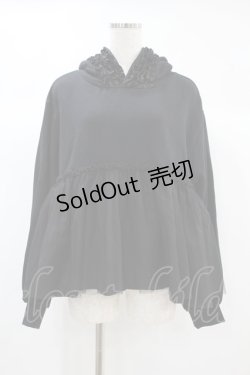 画像1: Candy Stripper / TULLE TIERED HOODIE 2 ブラック H-24-10-12-042-PU-TO-NS-ZH