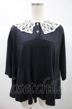 画像1: Jane Marple Dans Le Saｌon / Vintage Lace Collar Flare Pullover  ネイビー H-24-10-12-1033-JM-TO-KB-ZH