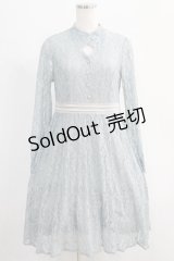 an another angelus / バストあき総レースプリーツ長袖ワンピース Free light blue H-24-10-14-034-CA-OP-NS-ZH