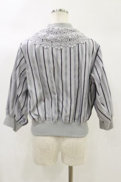 画像2: Jane Marple / Spring stripe lace collar blouson  シルバーグレイ H-24-10-15-028-JM-JA-KB-ZH