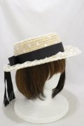 Angelic Pretty / AiryドットチュールストローHAT  ナチュラル/ブラック H-24-10-16-005-AP-AC-NS-ZH