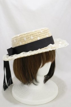 画像1: Angelic Pretty / AiryドットチュールストローHAT  ナチュラル/ブラック H-24-10-16-005-AP-AC-NS-ZH