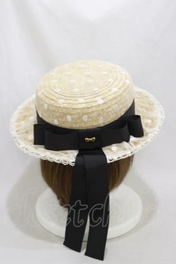 画像2: Angelic Pretty / AiryドットチュールストローHAT  ナチュラル/ブラック H-24-10-16-005-AP-AC-NS-ZH