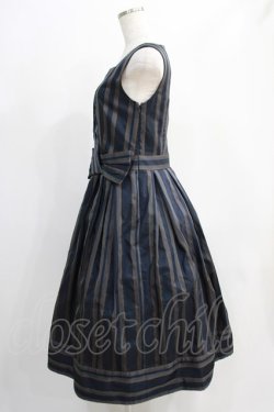 画像2: Jane Marple Dans Le Saｌon / Old England stripe coronation dress  ネイビー H-24-10-18-020-JM-OP-KB-ZH