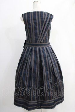 画像3: Jane Marple Dans Le Saｌon / Old England stripe coronation dress  ネイビー H-24-10-18-020-JM-OP-KB-ZH