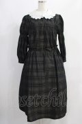 Jane Marple / Memory shadow check shirring dress  ブラック H-24-10-18-023-JM-OP-KB-ZH