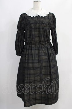 画像1: Jane Marple / Memory shadow check shirring dress  ブラック H-24-10-18-023-JM-OP-KB-ZH